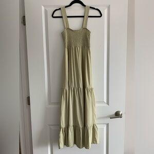 Sophie Rue Sage Green Boho Smocked Tank Top Maxi Dress size X-Small